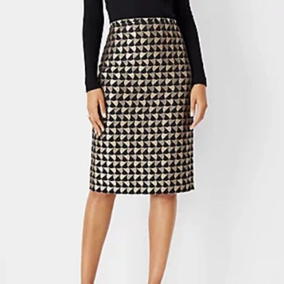 Ann Taylor Metallic Geometric Pencil Skirt – Size 2 (NWT) - Picture 1 of 7